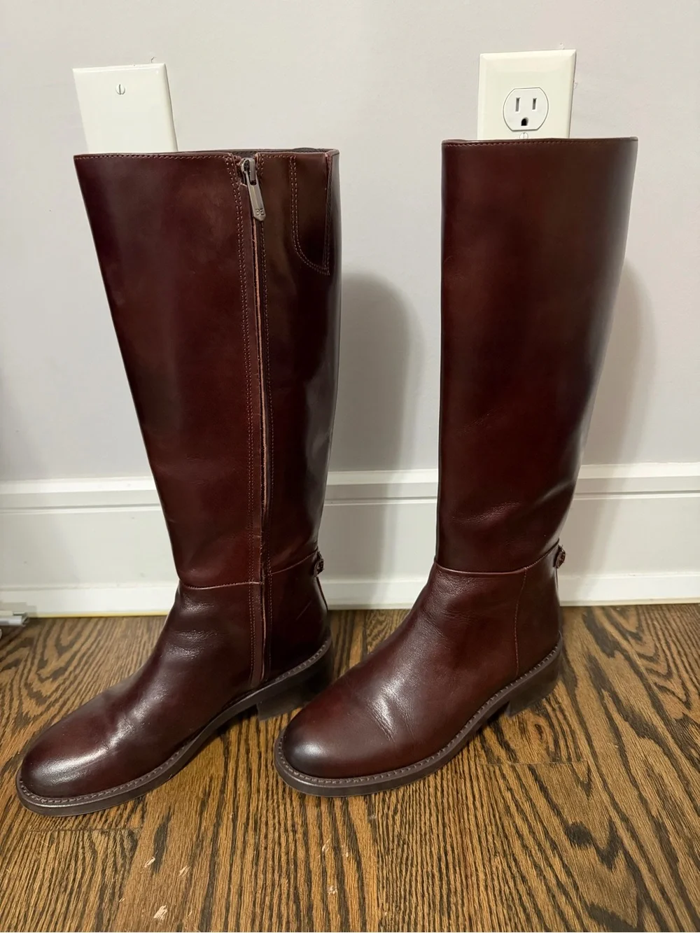 Sam Edelman Over-the-Knee Leather Boots in Deep Burgundy